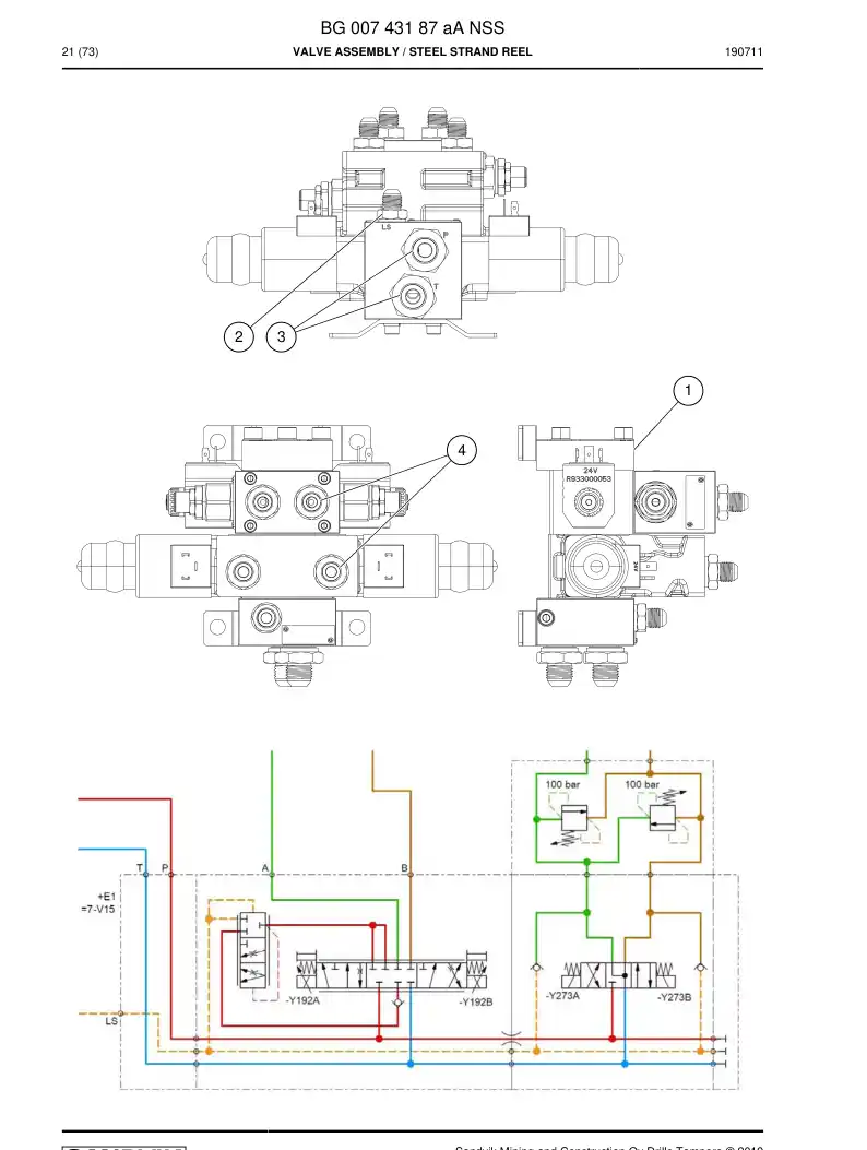 BG00743187a BG 007 431 87a Valve Assembly - Sandvik Technical Drawing