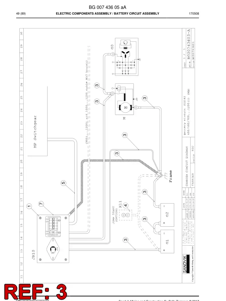 BG00743604a BG 007 436 04a Wiring Harness Assembly - Sandvik Technical Drawing