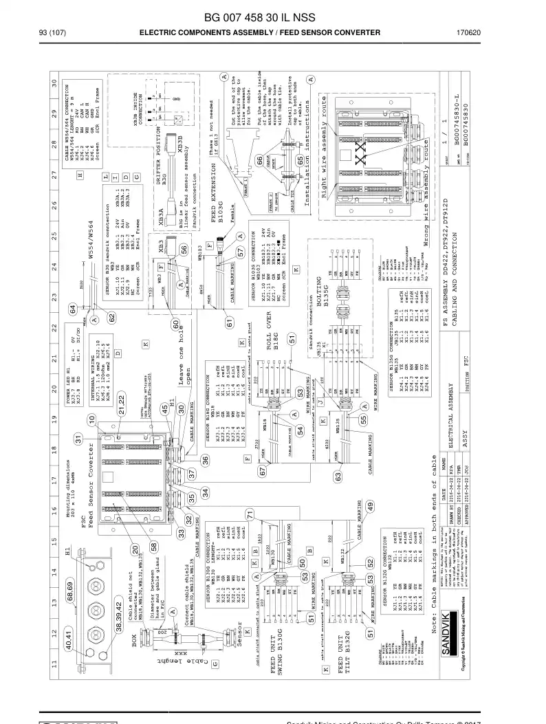 BG00745830l BG 007 458 30l Electric Components Assembly - Sandvik Technical Drawing