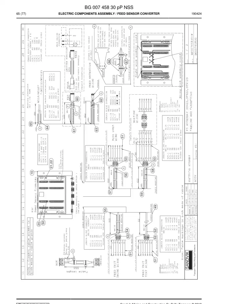 BG00745830p BG 007 458 30p Electric Components Assembly - Sandvik Technical Drawing