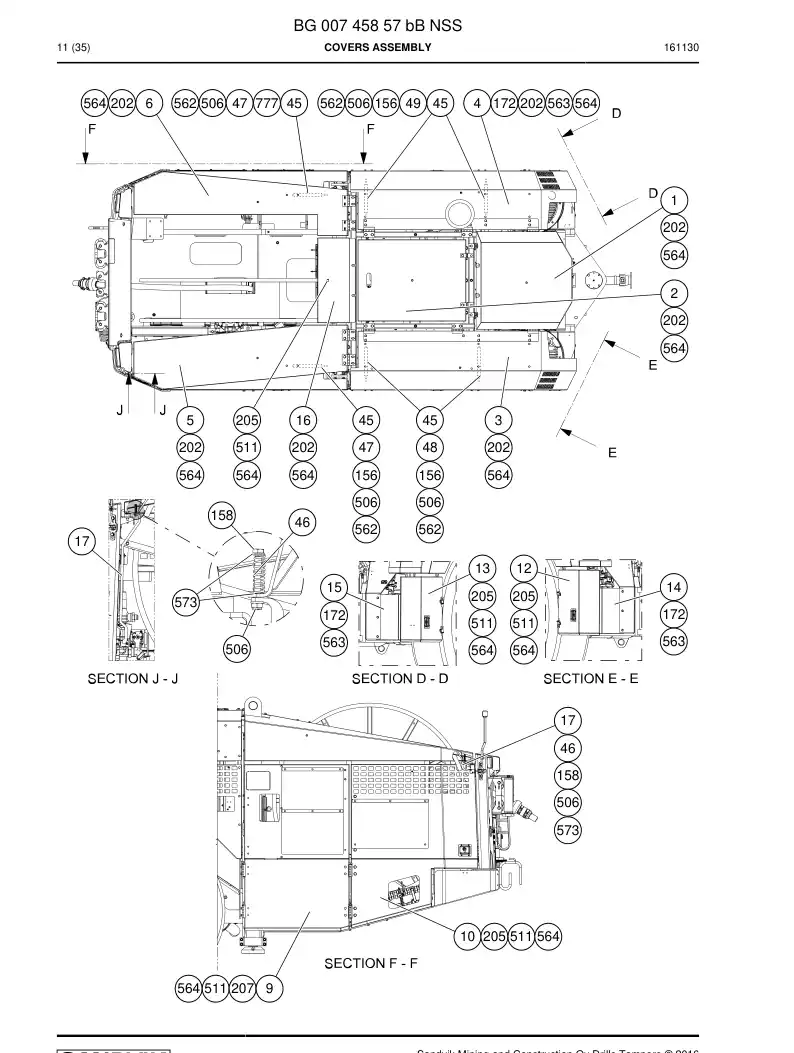 BG00745857b BG 007 458 57b Covers Assembly - Sandvik Technical Drawing