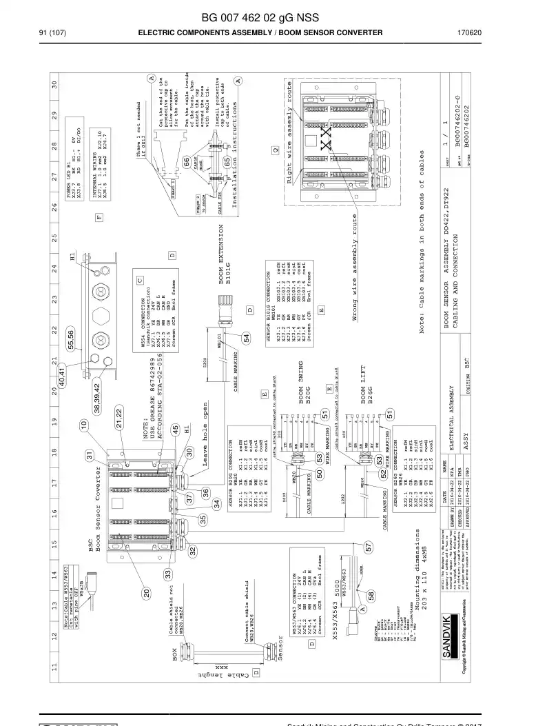 BG00746202g BG 007 462 02g Electric Components Assembly - Sandvik Technical Drawing