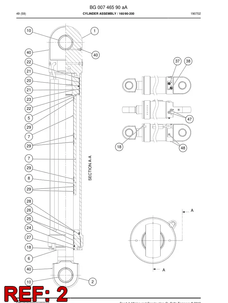 BG00746481a BG 007 464 81a PISTON Rod Assembly - Sandvik Technical Drawing