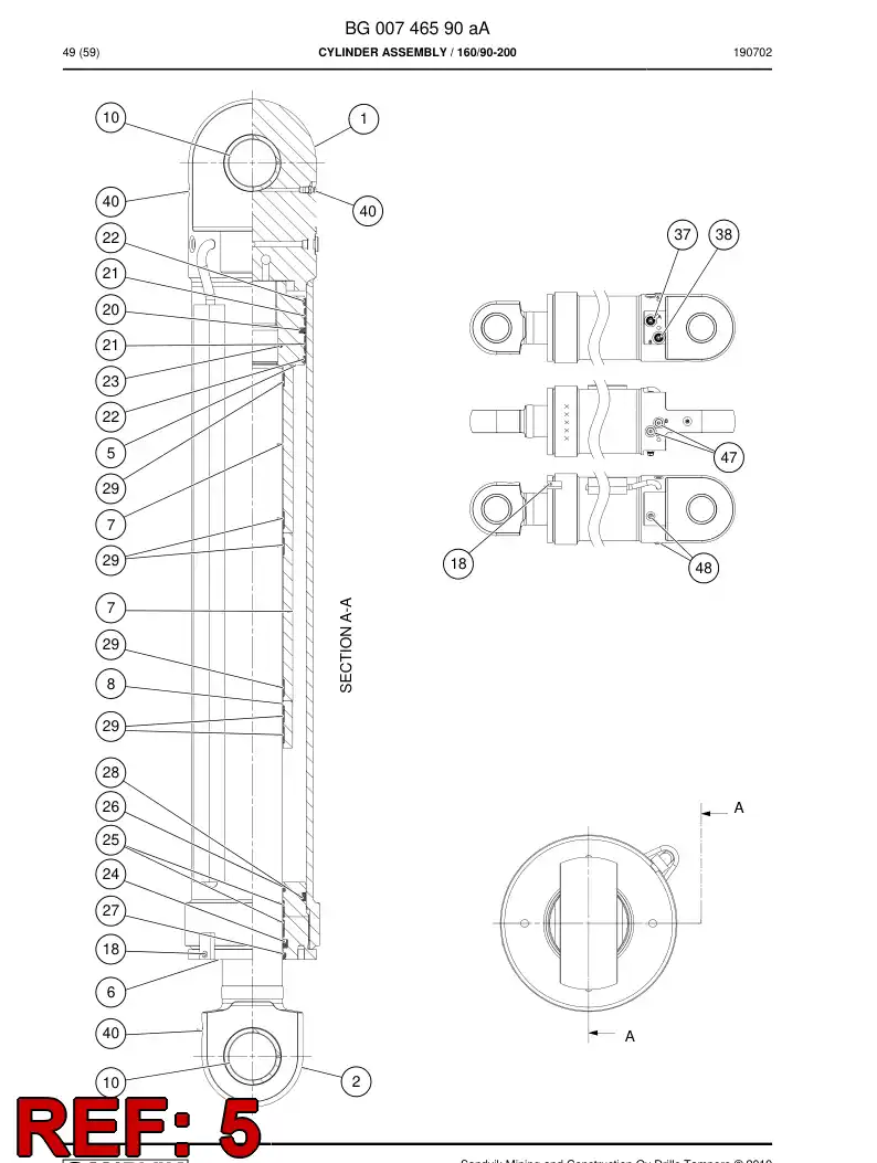 BG00746597a BG 007 465 97a PISTON - Sandvik Technical Drawing