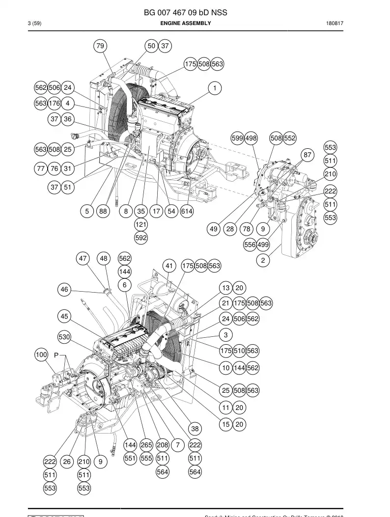 BG00746709b BG 007 467 09b Engine Assembly - Sandvik Technical Drawing