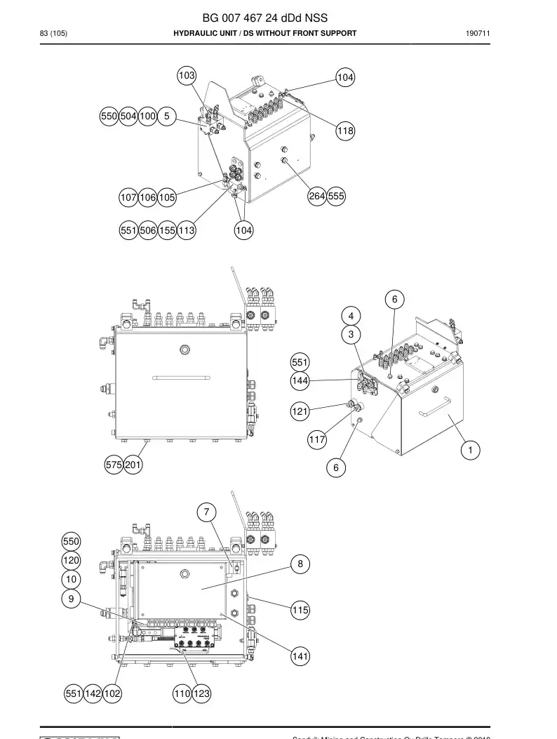 BG00746724d BG 007 467 24d Hydraulic Unit - Sandvik Technical Drawing
