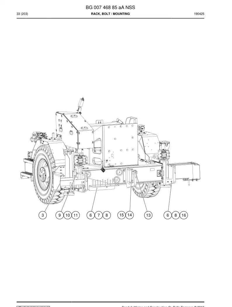 BG00746885a BG 007 468 85a Rack, Bolt - Sandvik Technical Drawing