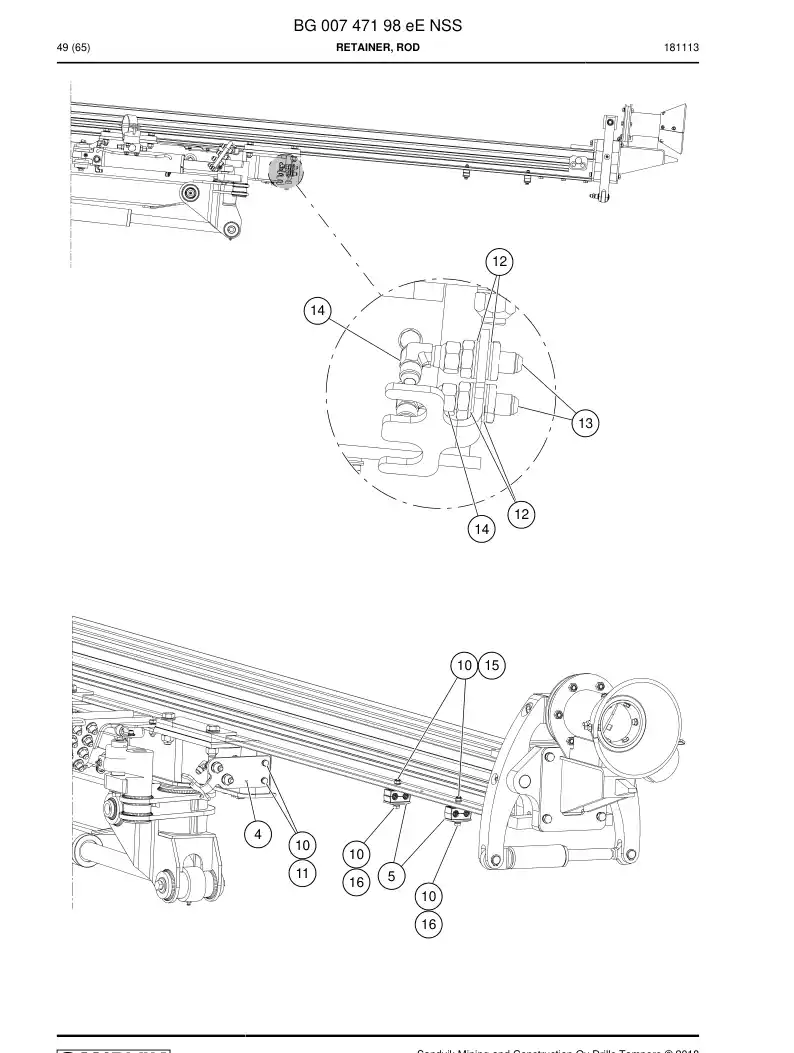 BG00747198e BG 007 471 98e Retainer, Rod - Sandvik Technical Drawing