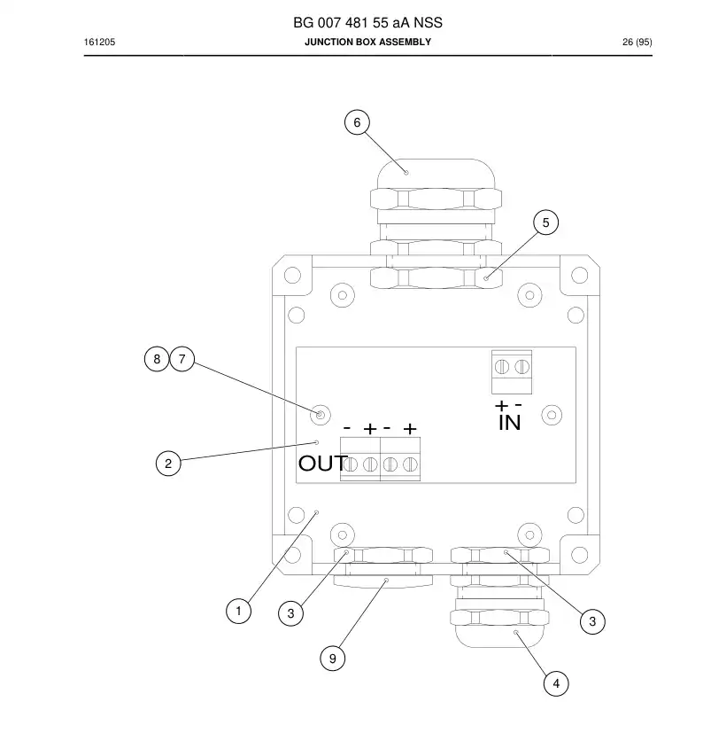 BG00748155a BG 007 481 55a Junction Box Assembly - Sandvik Technical Drawing