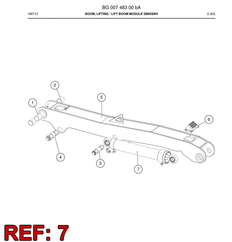 BG00748256a BG 007 482 56a Boom, Lifting - Sandvik Technical Drawing