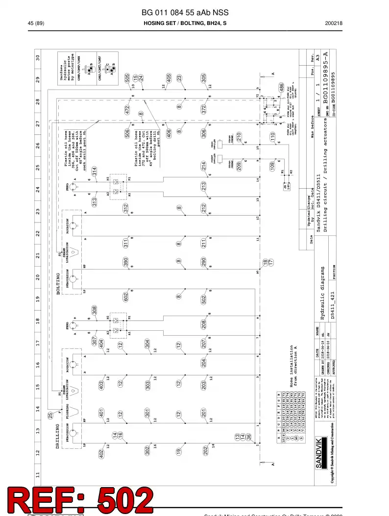 BG00749270b BG 007 492 70b Hose Assembly, Hydraulic - Sandvik Technical Drawing