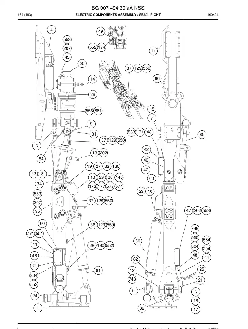 BG00749430a BG 007 494 30a Electric Components Assembly - Sandvik Technical Drawing