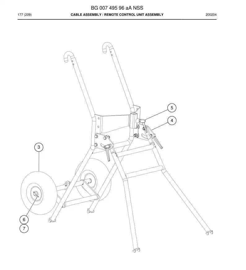 BG00749596a BG 007 495 96a Cable Assembly - Sandvik Technical Drawing