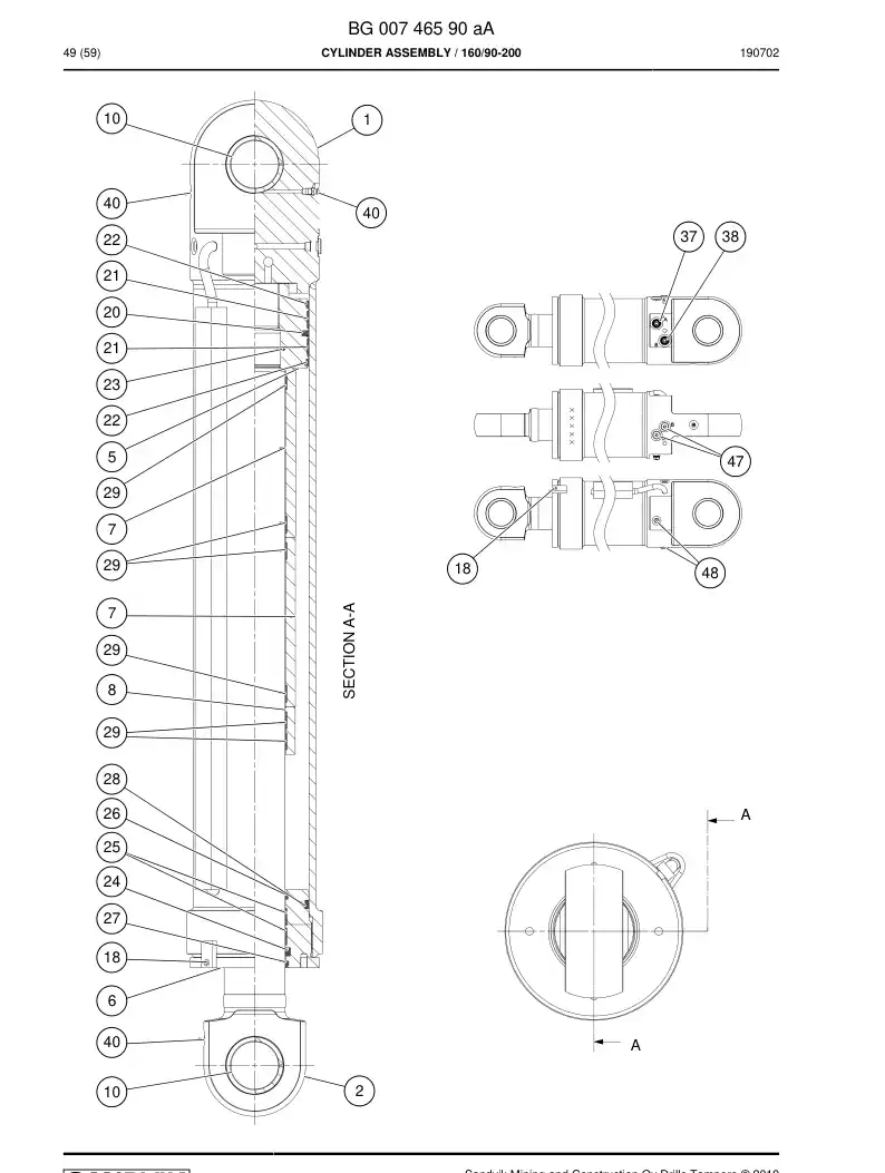 BG00749790a BG 007 497 90a Seal Kit - Sandvik Technical Drawing