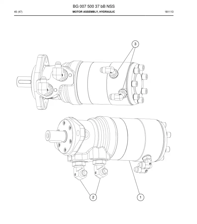 BG00750037b BG 007 500 37b Motor Assembly, Hydraulic - Sandvik Technical Drawing