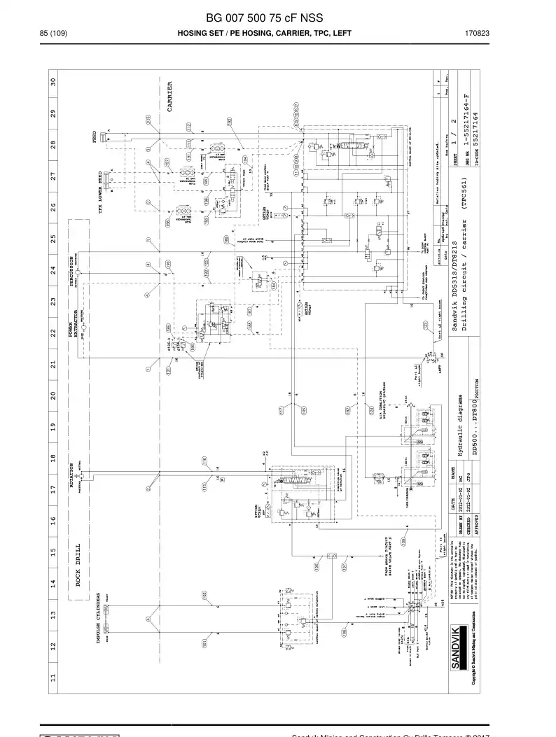 BG00750075c BG 007 500 75c Hosing Set - Sandvik Technical Drawing