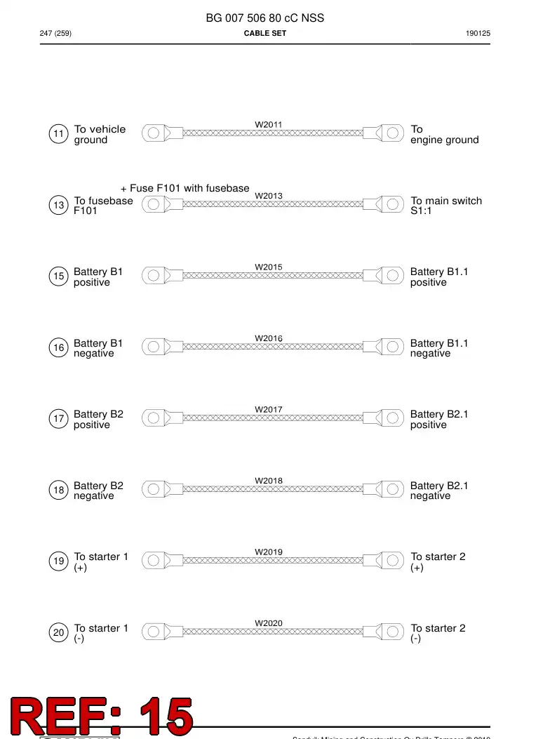 BG00750679b BG 007 506 79b Cable Assembly - Sandvik Technical Drawing