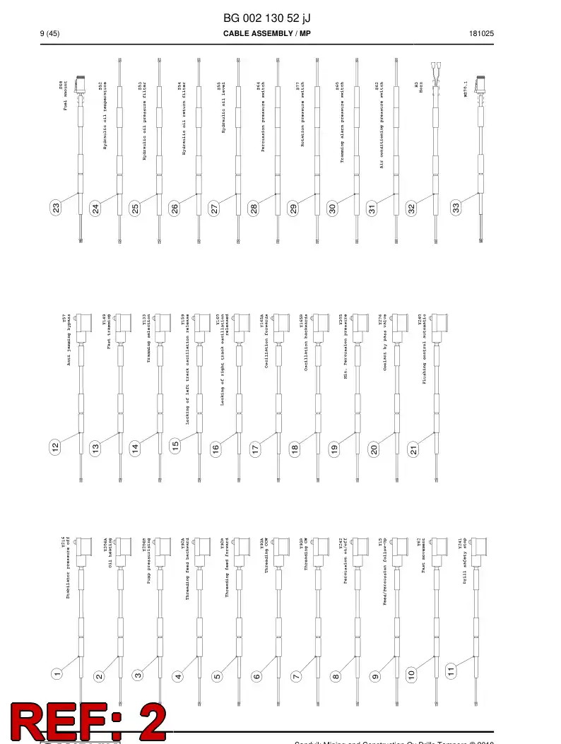 BG00750704a BG 007 507 04a Cable Assembly - Sandvik Technical Drawing