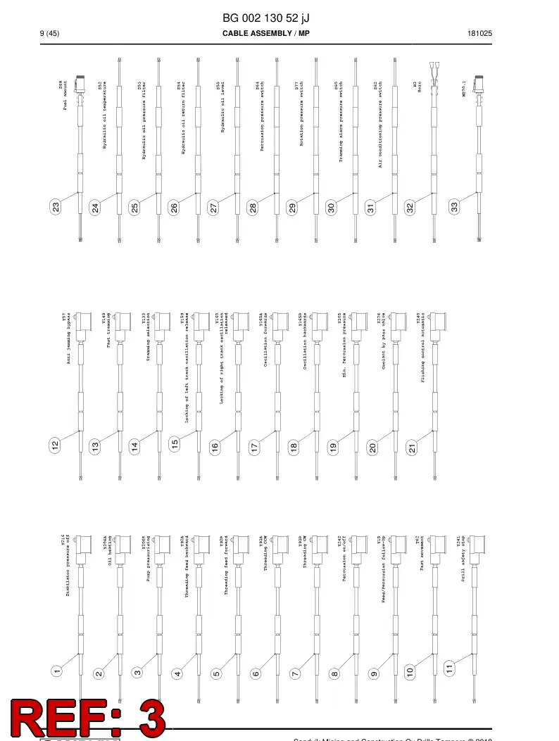 BG00750705a BG 007 507 05a Cable Assembly - Sandvik Technical Drawing