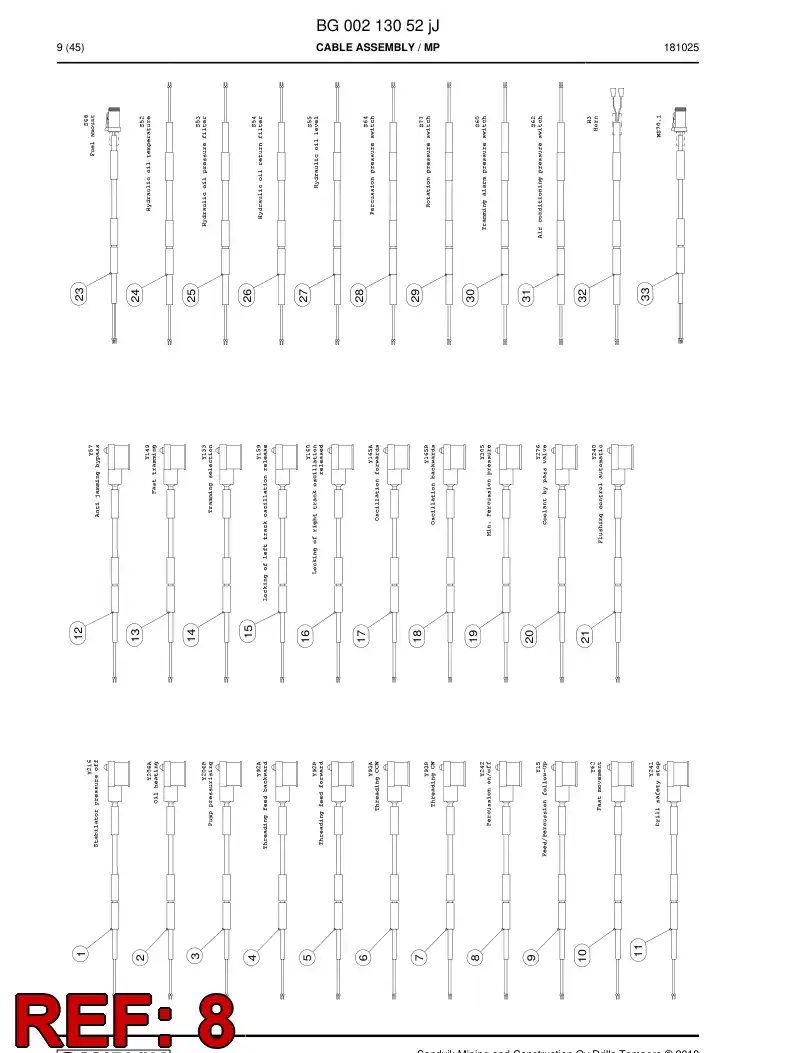 BG00750710a BG 007 507 10a Cable Assembly - Sandvik Technical Drawing