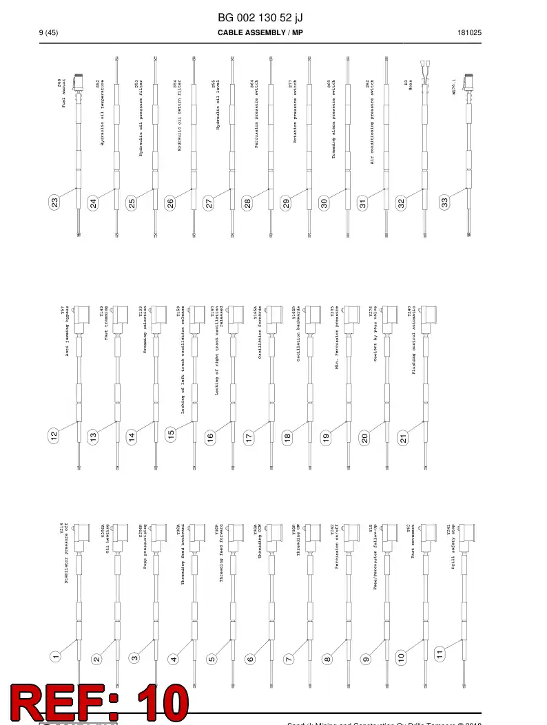 BG00750712a BG 007 507 12a Cable Assembly - Sandvik Technical Drawing