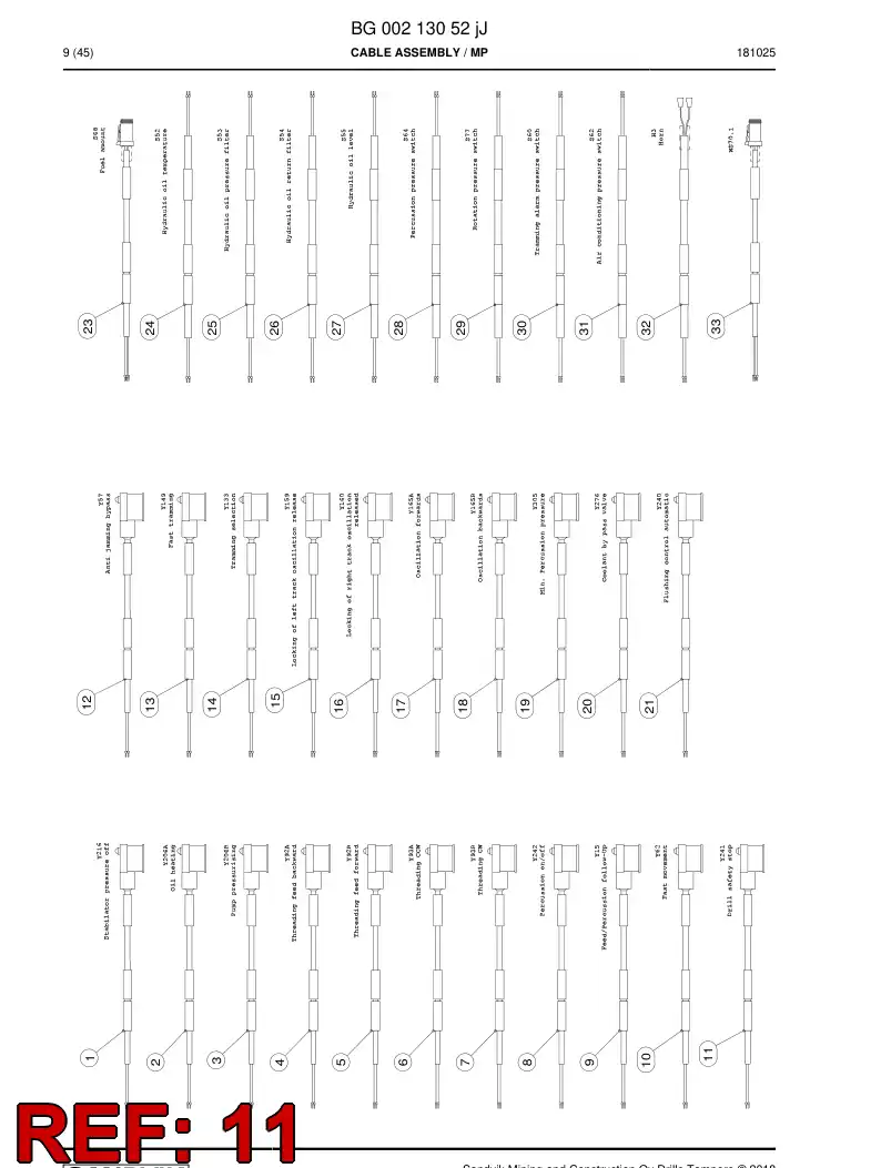 BG00750713a BG 007 507 13a Cable Assembly - Sandvik Technical Drawing