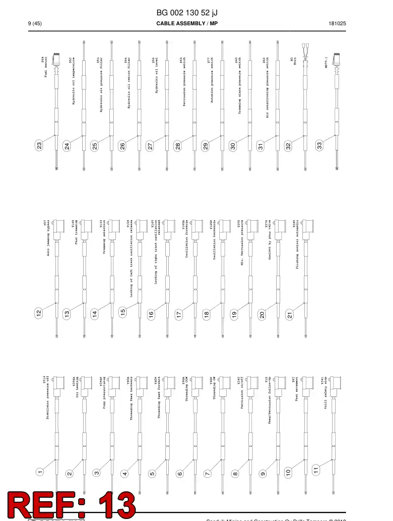 BG00750715a BG 007 507 15a Cable Assembly - Sandvik Technical Drawing
