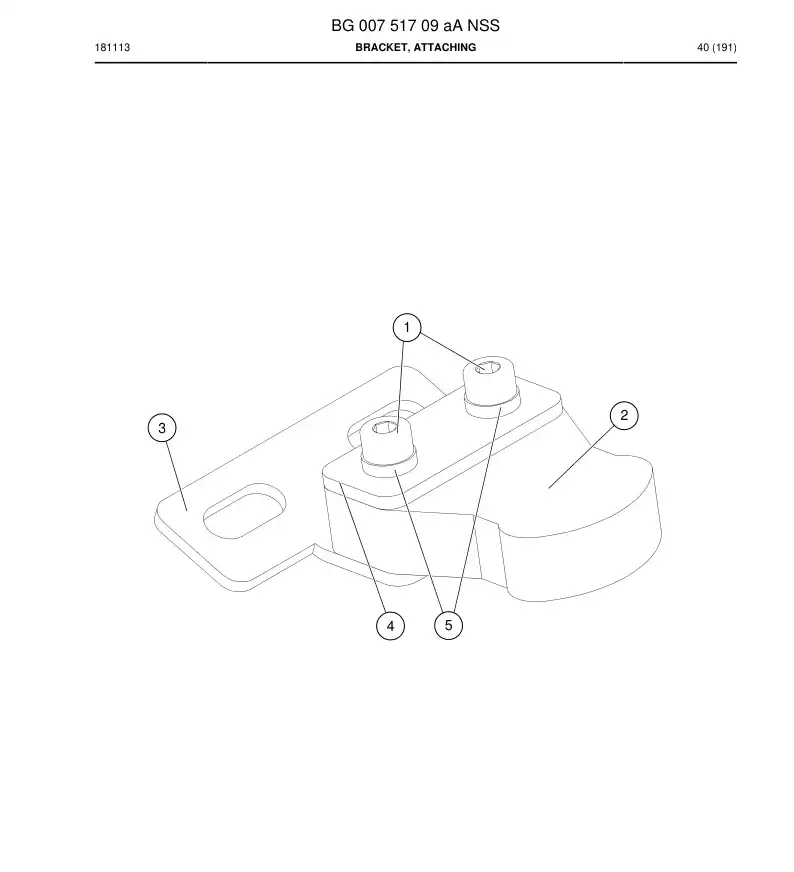BG00751709a BG 007 517 09a Bracket, Attaching - Sandvik Technical Drawing