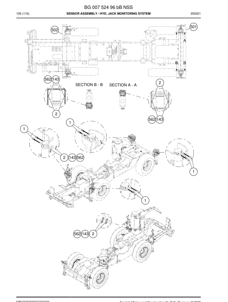 BG00752496b BG 007 524 96b Sensor Assembly - Sandvik Technical Drawing
