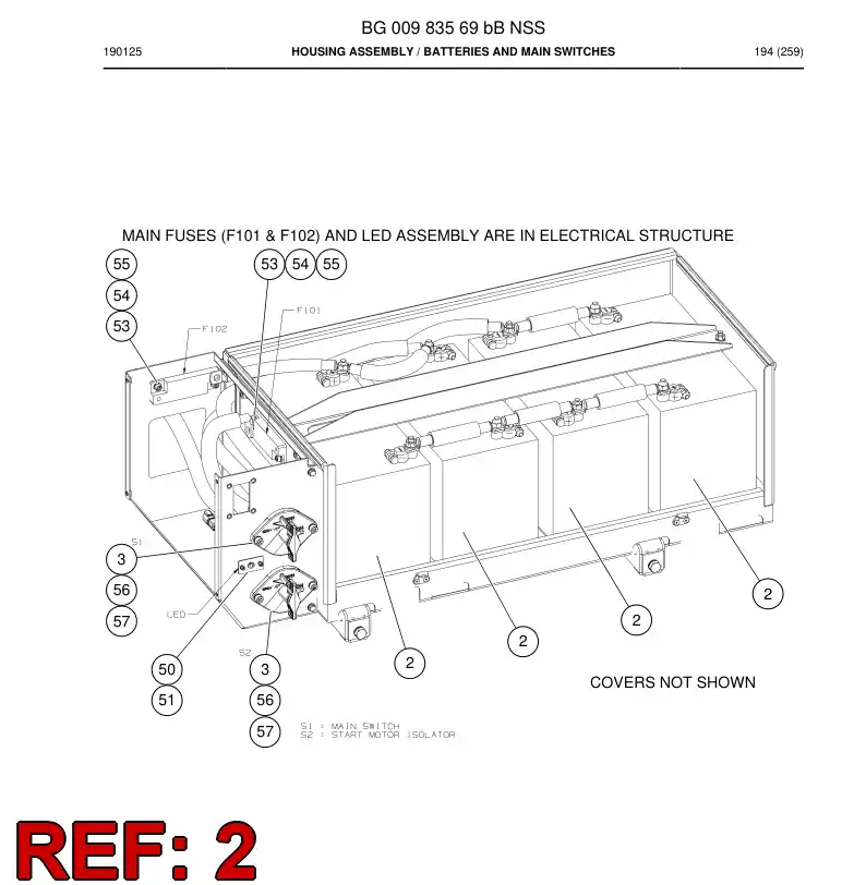 BG00752725a BG 007 527 25a Battery - Sandvik Technical Drawing