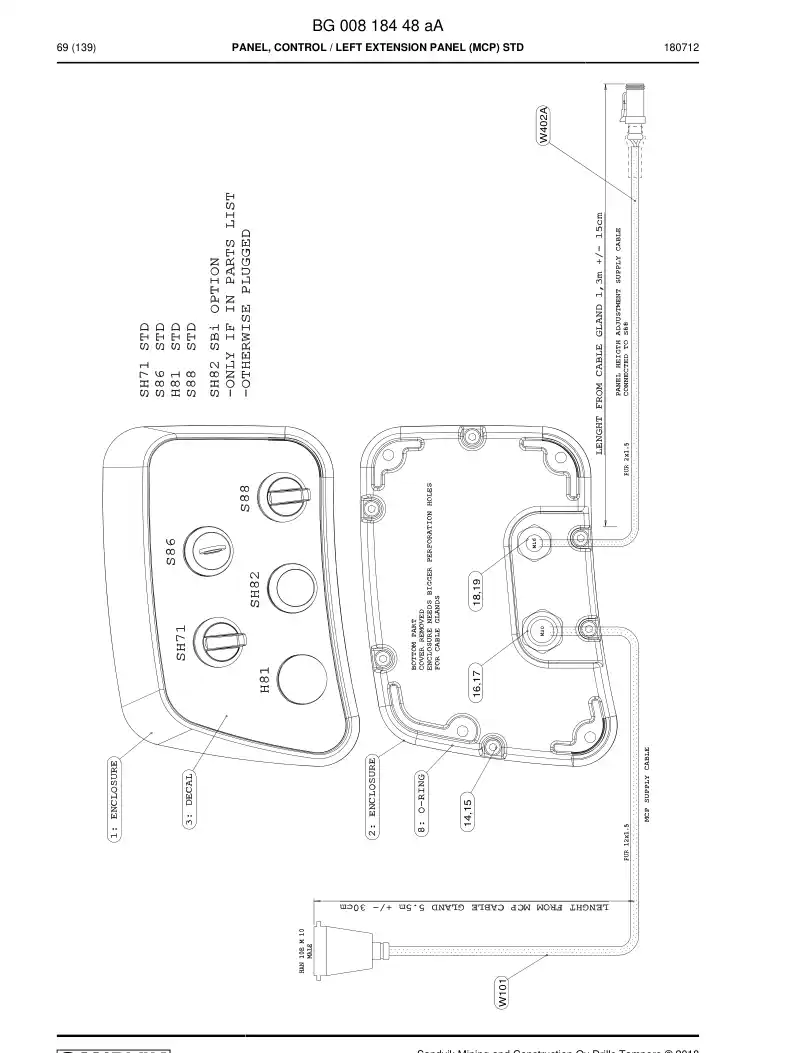BG00753374a BG 007 533 74a INTERRUPTOR, SELETOR - Sandvik Technical Drawing