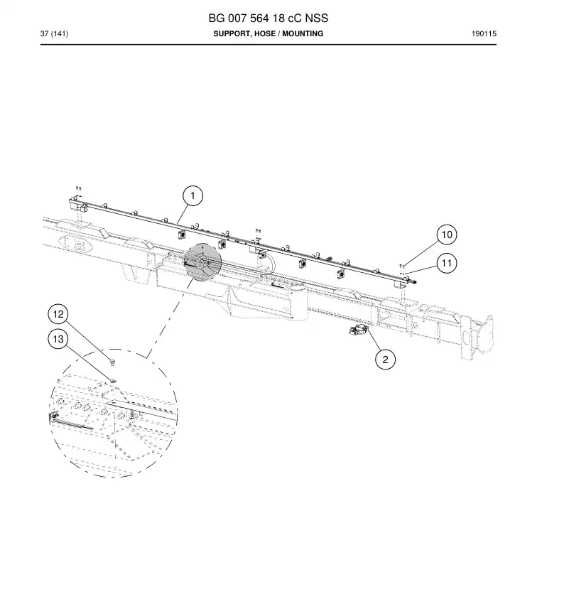BG00756418c BG 007 564 18c Support, Hose - Sandvik Technical Drawing