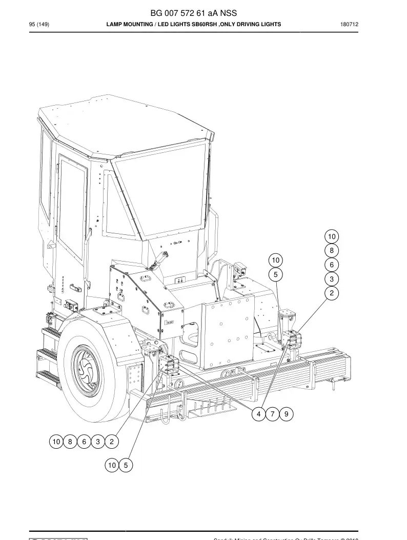 BG00757261a BG 007 572 61a Lamp mounting - Sandvik Technical Drawing