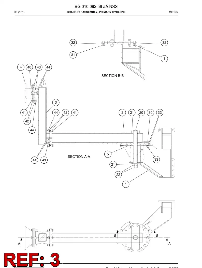 BG00757303a BG 007 573 03a Beam - Sandvik Technical Drawing
