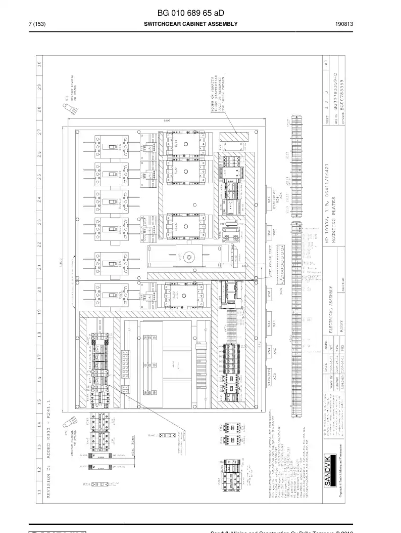 BG00757433a BG 007 574 33a Electrical Assembly - Sandvik Technical Drawing