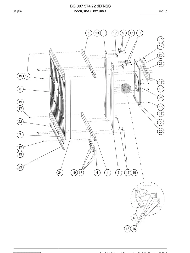 BG00757472d BG 007 574 72d Door, Side - Sandvik Technical Drawing