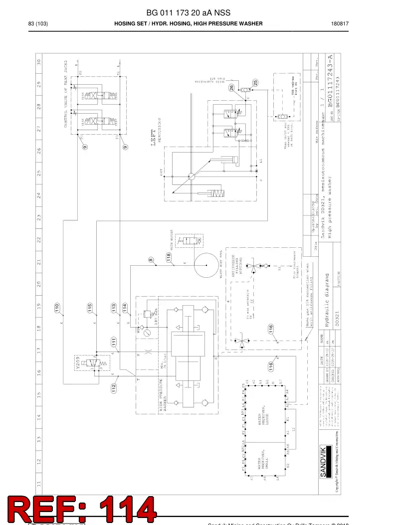 BG00757514a BG 007 575 14a Hose Assembly, Hydraulic - Sandvik Technical Drawing