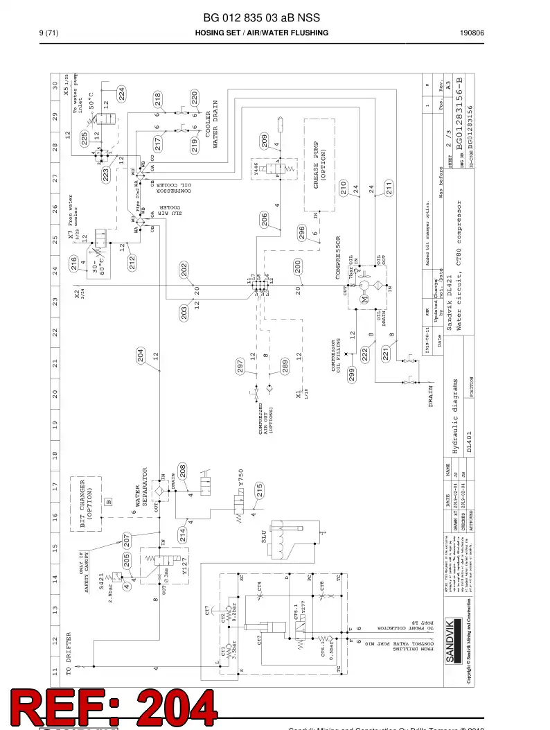 BG00757516a BG 007 575 16a Hose Assembly, Hydraulic - Sandvik Technical Drawing