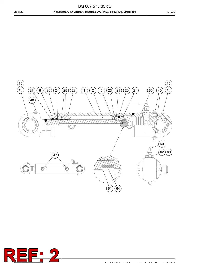 BG00757537a BG 007 575 37a PISTON Rod Welding - Sandvik Technical Drawing