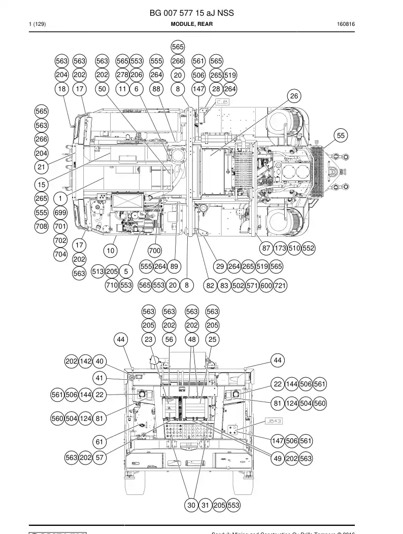 BG00757715a BG 007 577 15a Module, Rear - Sandvik Technical Drawing