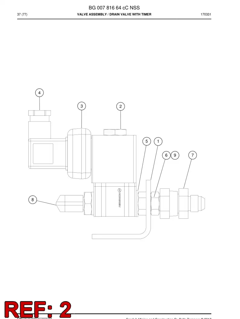 BG00757838a BG 007 578 38a VLVULA, CONTROL DEL AIRE - Sandvik Technical Drawing