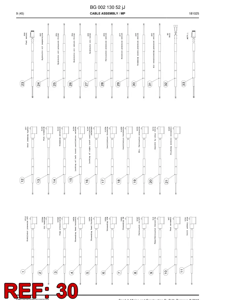 BG00759076a BG 007 590 76a Cable Assembly - Sandvik Technical Drawing