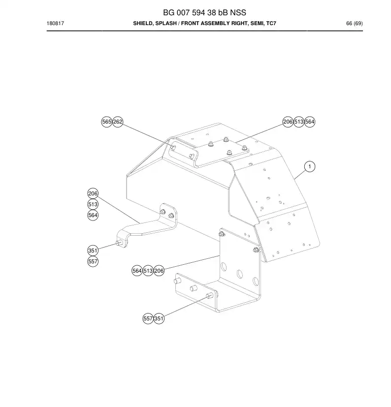 BG00759438b BG 007 594 38b Shield, Splash - Sandvik Technical Drawing