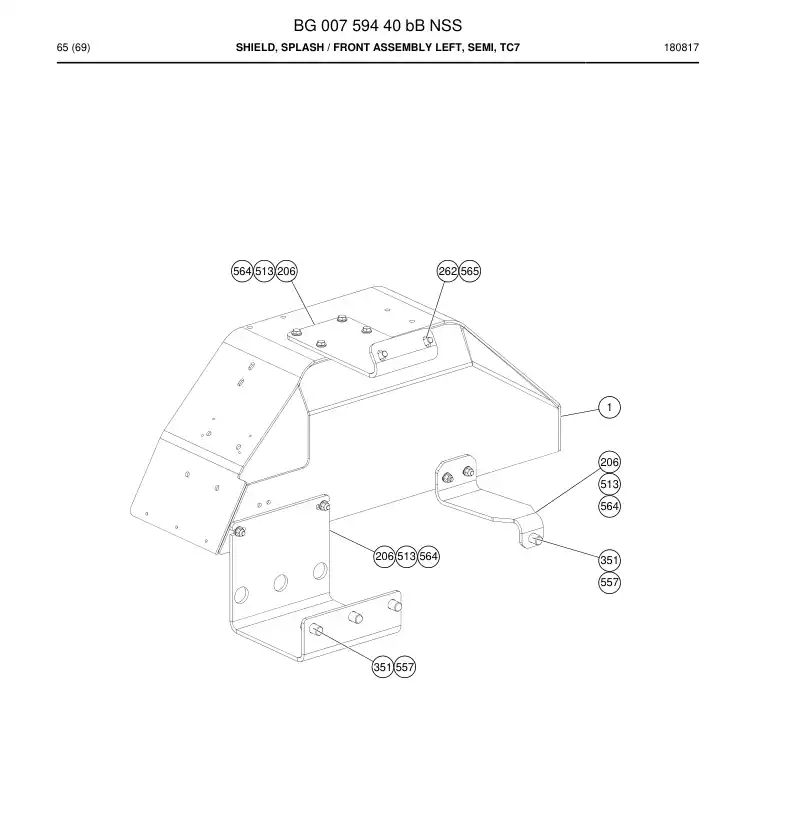 BG00759440b BG 007 594 40b Shield, Splash - Sandvik Technical Drawing