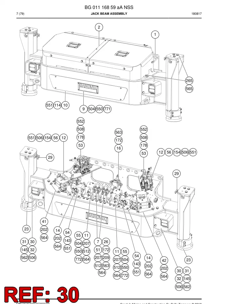BG00760580a BG 007 605 80a Plate, Mounting - Sandvik Technical Drawing