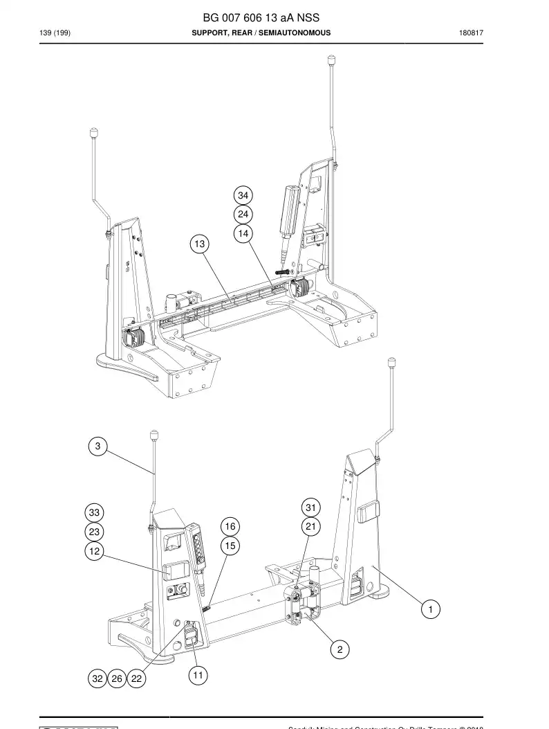 BG00760613a BG 007 606 13a Support, Rear - Sandvik Technical Drawing