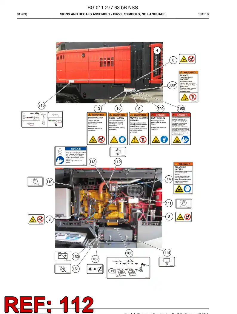 BG00761061a BG 007 610 61a Decal - Sandvik Technical Drawing