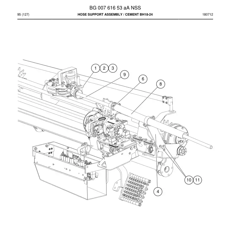 BG00761653b BG 007 616 53b Hose Support Assembly - Sandvik Technical Drawing