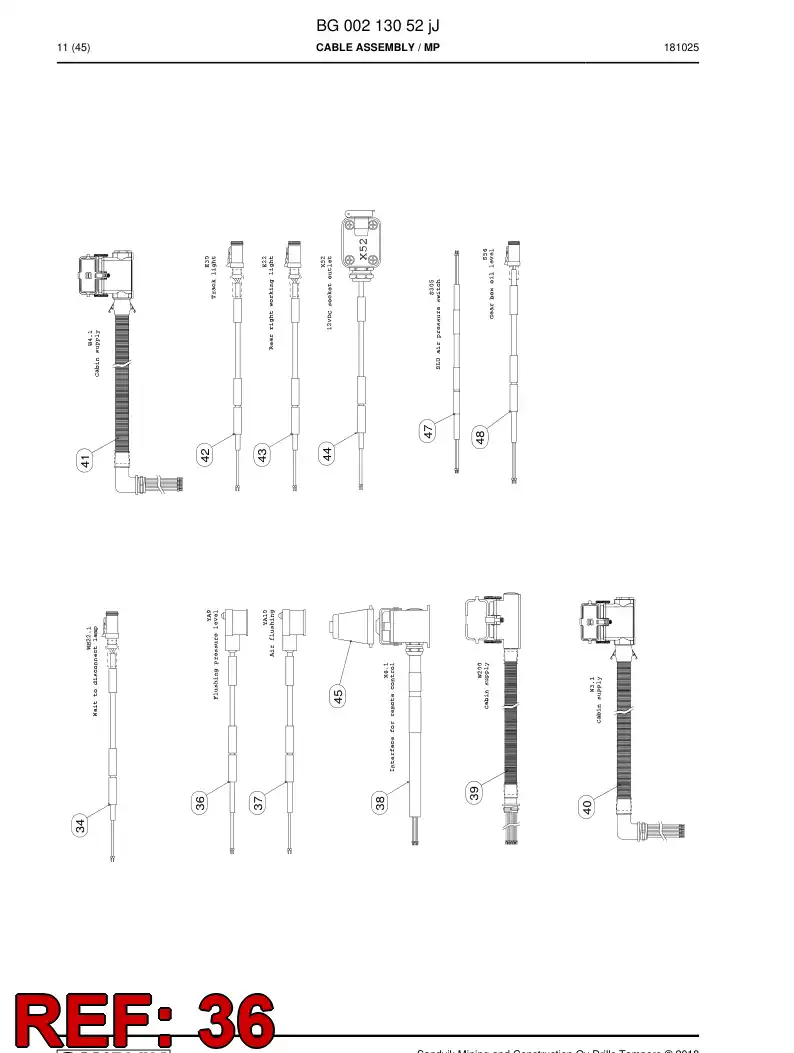 BG00762008a BG 007 620 08a Cable Assembly - Sandvik Technical Drawing