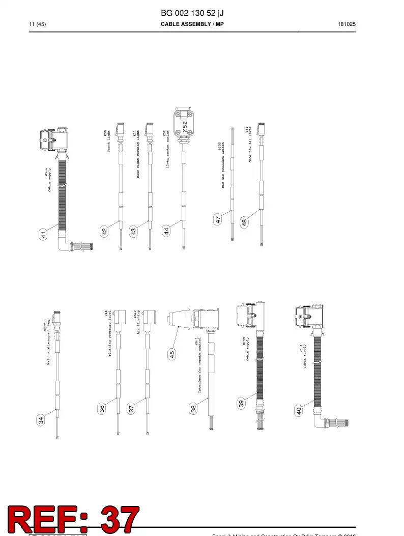 BG00762009a BG 007 620 09a Cable Assembly - Sandvik Technical Drawing